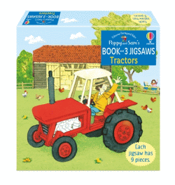 USBORNE BOOK AND 3 JIGSAWS: TRACTORS